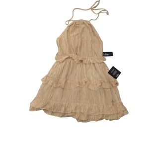 Lulus Ruffled Mini Dress Halter Neck Sleeveless‎ Party Cocktail Dress XS